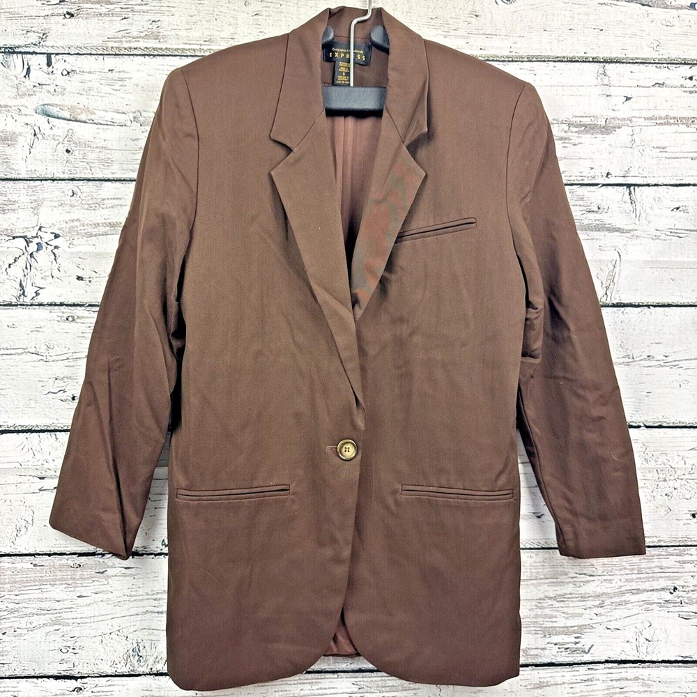 Compagnie International Express‎ Women's Long Brown 1-Button Blazer [Size Small]